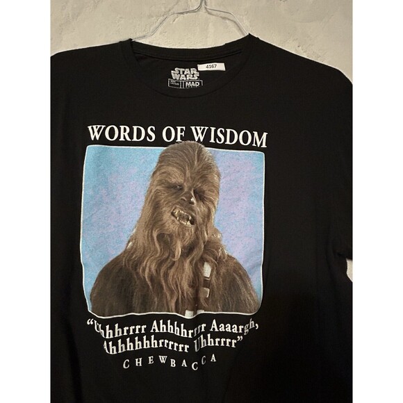 Star Wars Chewbacca Words of Wisdom Men's Black Short Sleeve T Shirt Large - Picture 7 of 7